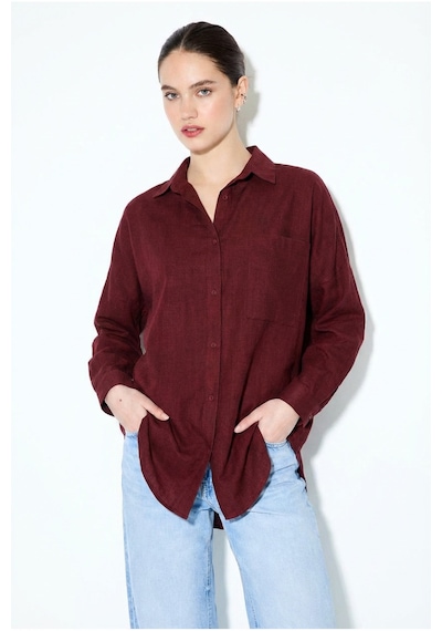 Paw Garage Kadın Perry Keten Gömlek Oversize Standart Mavı Pwgperry10