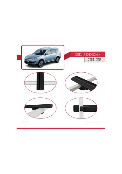 Citroen C-crosser 2006-2013 Arası İle Uyumlu Basic Model Ara Atkı Tavan Barı Siyah 3 Adet