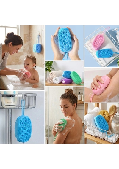 Peeling Etkili Süngerli Silikon Banyo Lifi Asma Kancalı Duş Kesesi Bx40