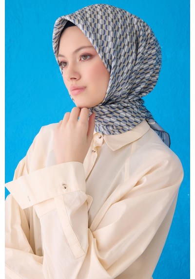 BELLİ Saf İpek Eşarp 4124d Twill İpek - 90 X 90 / Gri - 56 Gri - 56