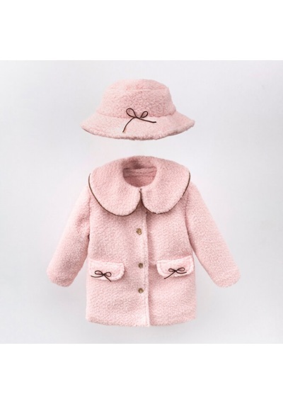 Cumino Cute Kız Çocuk Şapkalı Kaban Pembe