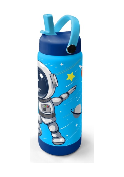 Coral High Lacivert Mavi Astronot Desenli Katlanır Ağızlıklı Çelik Termos 650 Ml 38389 Lacivert