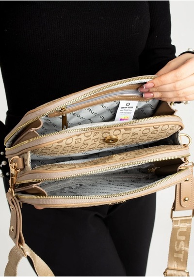 Just Polo Kadın Yeni Sezon Baskılı Omuz Çantası 232053mh Vizon 50401227