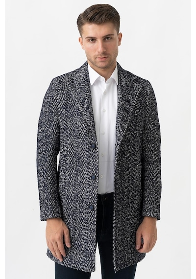 White Stone Arezzo 4025 Ceket Yaka Pamuklu Slim Fit Kaban Laci-Laci Lacivert