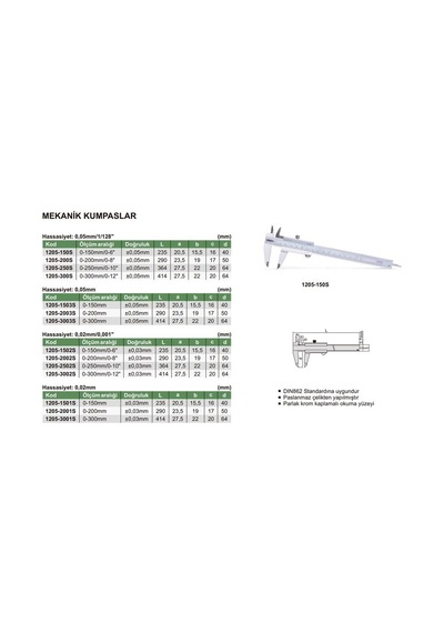 Insize 1205-1502S Mekanik Kumpas