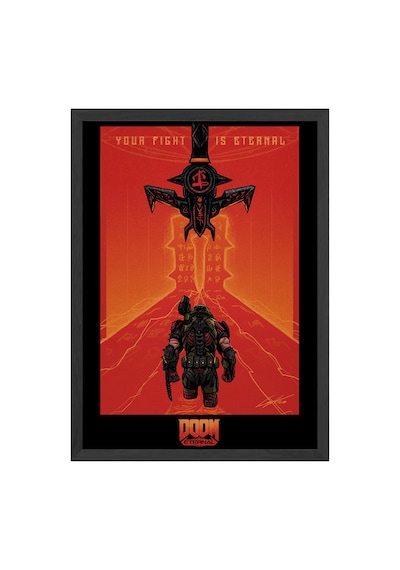 Doom Siyah Ahşap Çerçeveli Poster, Dekoratif Oyun Duvar Tablosu