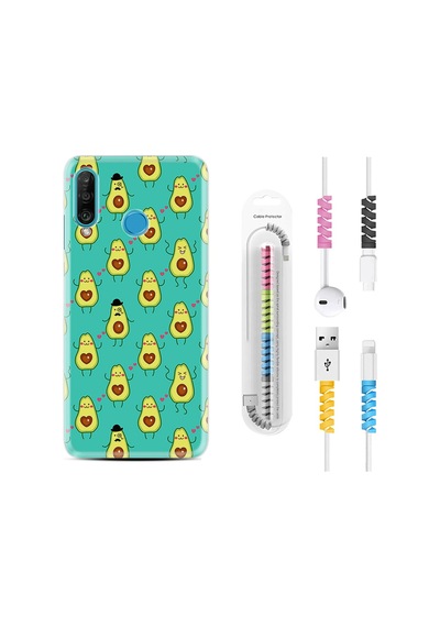 Huawei P30 Lite Kılıf Kablo Koruyuculu Oynayan Avokadolar 1770