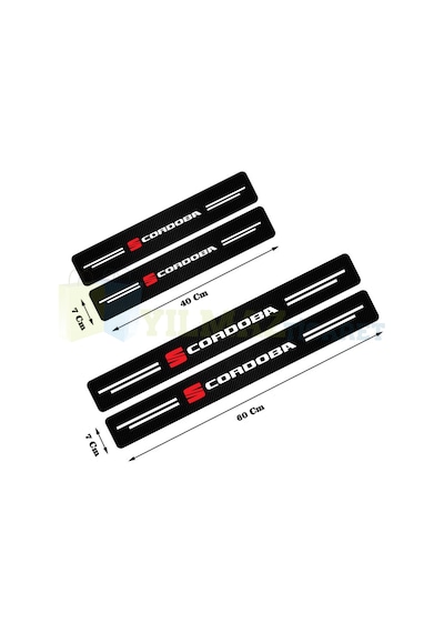 Seat Cordoba Logo Karbon Kapı Eşiği Koruma Oto Sticker 4 Parça