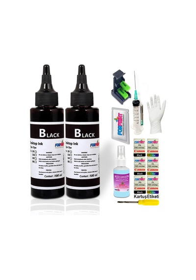 Canon Uyumlu Bitmeyen Kartuş Mürekkep Set Forprint Siyah 2X100 ML