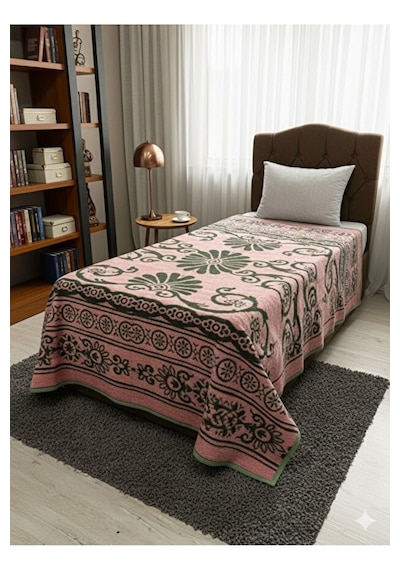 Peluş Tek Kişilik Battaniye Çiçekli