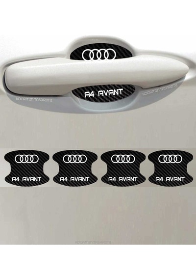 Audi A4 Avant Modeline Özel 4 Adet Karbon Desenli Çizik Önleyici Kapı İçi Folyo Takımı A4 Avant Yazılı 4 Adet