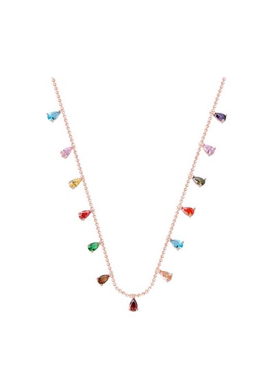 Cosar Sılver 925 Ayar Gümüş Damla Taşlı Charms Kolye Rose