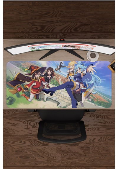 Konosuba Kaymaz Dikişli Kauçuk Oyuncu Mousepad V2 - 90x40 Xxl Gaming Mouse Pad Fare Altlığı