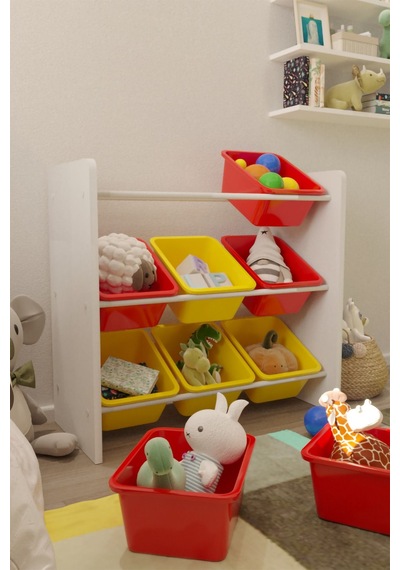 9 Sepetli Çok Amaçlı Oyuncak Dolabı Montessori Dolap