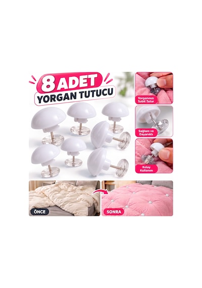 4 Adet Yorgan Kılıfı Ve Çarşaf Tutucu Sabitleyici 8 Adet Çok Renkli 08173517
