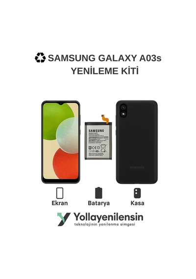 Samsung Uyumlu Galaxy A03s  Kiti Ekran + Batarya + Arka Kasa e Eş Değer Kalite Parçalar