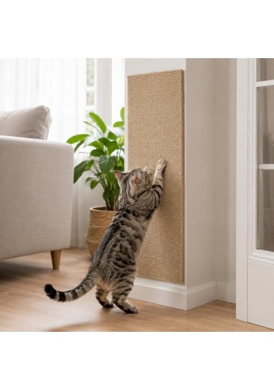 Yapışkanlı Kedi Tırmalama Halısı 100x30 Cm, Mobilya Koruyucu Tırmalama Pedi, Koltuk Ve Mobilya Yüzeyleri İçin Kolay Montajlı Kedi Tırmalama Matı Kum Beji