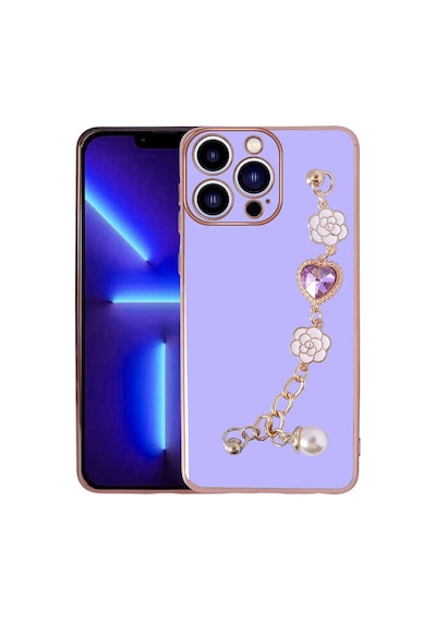 Zore İphone 13 Pro Uyumlu El Tutamaçlı Kamera Korumalı Nvth Taka Silikon Kılıf-mor