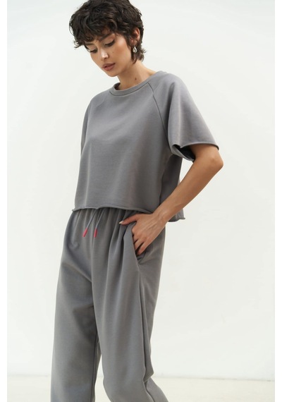 Mai Collection Mai Studios Co. Vero Duman Crop Eşofman Takım Füme
