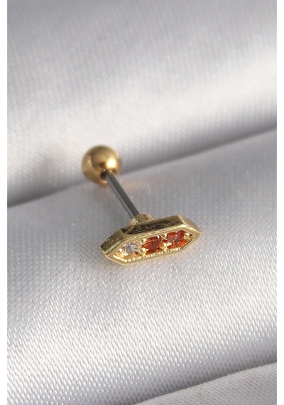 316l Çelik Gold Renk Turuncu Zirkon Taşlı Tragus Piercing