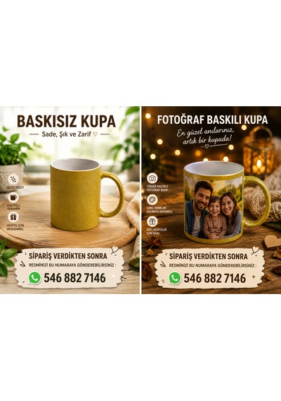 Simli Kişiye Özel Baskılı Kupa-4 Farklı Renk Seçeneği Sarı