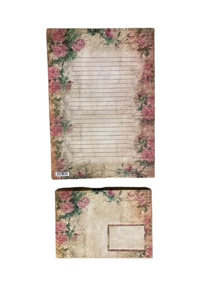 Çiçek Desenli Mektup Kağıdı Ve Zarf Seti - 10 Farklı Tasarım Vintage & Modern Floral Yazışma Seti