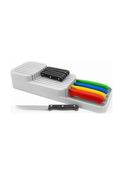 Pratik Bıçaklık 2 Sıra 14x39 Cm Bıçak Organizeri Beyaz Plastik Beyaz Tr Diğer