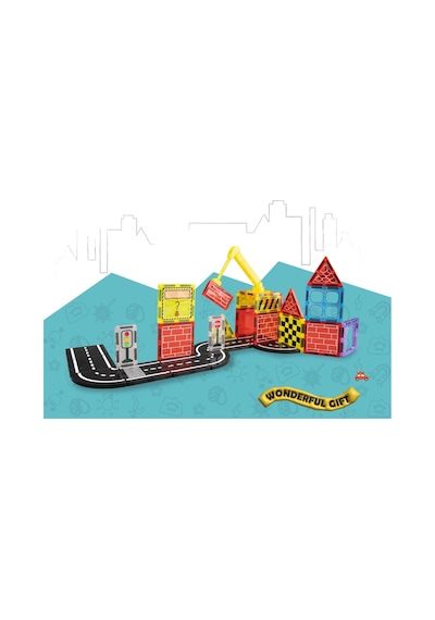 Karton Kutulu City Magnetic Yapı Blokları 3d Puzzle 30 Parça 6.5 Cm