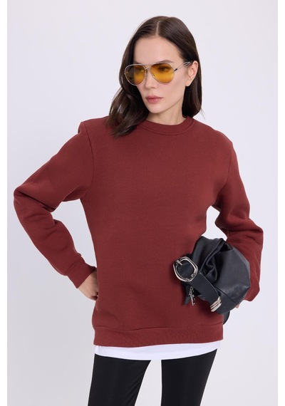 Tudors Kadın Oversize Geniş Kesim Pamuklu 3 İplik İçi Polarlı Basic Kiremit Bisiklet Yaka Sweatshirt-41557 Kiremit Tudors Kadın Oversize Geniş Kesim Pamuklu 3 İplik İçi Polarlı Basic Kiremit Bisiklet Yaka Sweatshirt-41557 Kiremit