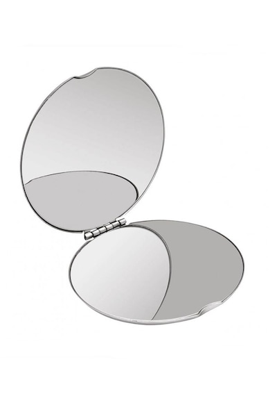 Yuvarlak Mini Metal Ayna - Taşınabilir Makyaj Aynası Metalik Gri