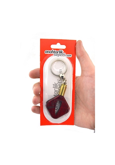 Maket Mermi Ahşap Anahtarlık - 762 Çekirdek Desenli - Kırmızı