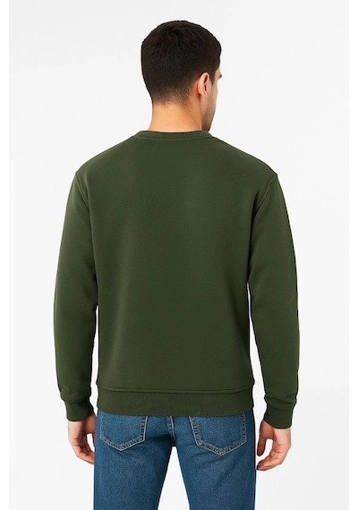 Barlashive Erkek 3 İplik Pamuklu Düz Bisiklet Yaka Sweatshirt - Haki Çok Renkli