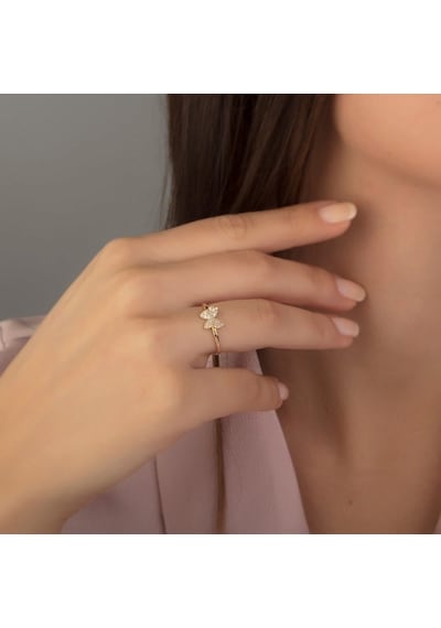 Kelebek Altın Yüzük 14K Taşlı 377236815