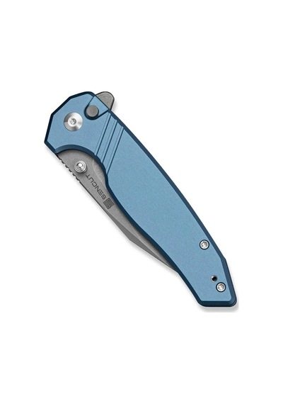 Sencut Selkyris Blue Aluminum Handle Gray Stonewashed Blade Kamp Çakı Mavi