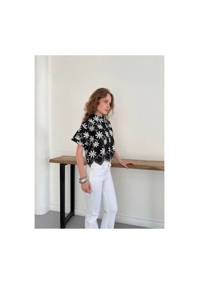 Verymoda Nakışlı Gömlek D2858 SİYAH
