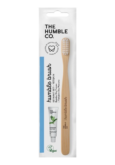 - Humble Brush Travel Kit - Mini Seyahat Seti Yetişkinler İçin Yetişkin Diş Fırçası Ve 7 Gr Diş Macunu Açık Ahşap