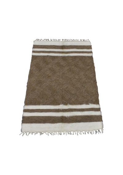 Kilim Antik El Dokuma Yün Çizgili Tiftik Siirt Battaniyesi 0025 - Yeni - Açık Kahverengi