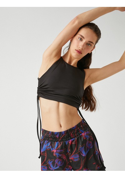 Koton Halter Yaka Yanları Büzgülü Crop Atlet Siyah 2sak30027nk Siyah