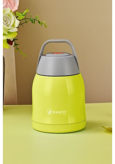 Yeşil 304 Çelik 600 Ml Vakum Yemek Mama Saklama Termosu Sefertası Yeşil