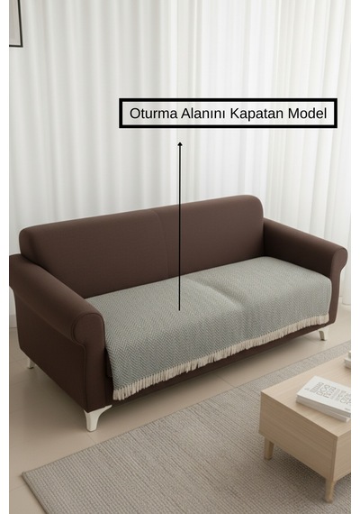 Naturalux Pamuk Koltuk Örtüsü 100x210 Bohem Koltuk Şalı Çekyat Berjer Oturma Yerini Kapatan Antrasit Siyah Beyaz