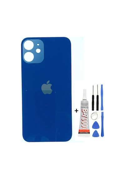 Apple Uyumlu iPhone , , 12 Arka Cam Kapağı + Yapıştırıcı + Tamir Set - Mavi Mavi