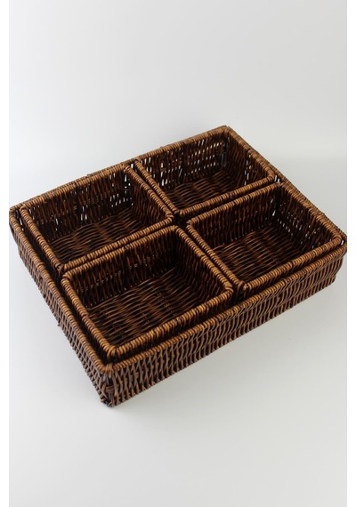 5 Li Rattan Bölmeli Organizer Kutu