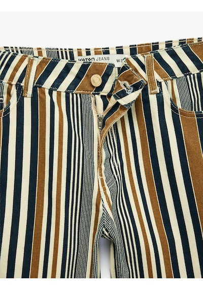 Koton Düğmeli Cepli Pamuklu Düşük Bel Düz Paça Çizgili Pantolon - Straight Fit Jean Kahverengi Çizgili 7wal40035mw Koton Düğmeli Cepli Pamuklu Düşük Bel Düz Paça Çizgili Pantolon - Straight Fit Jean Kahverengi Çizgili 7wal40035mw