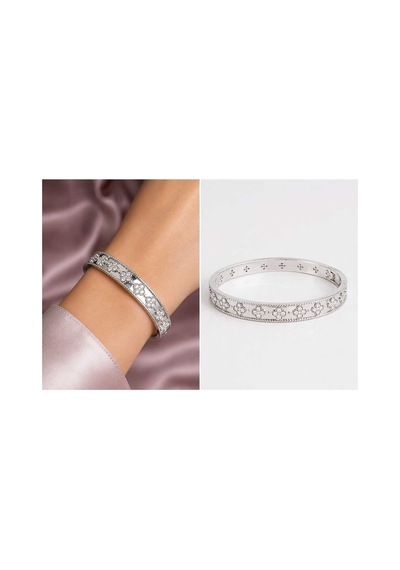 Dolunay Takı Yonca Desenli Silver Çelik Kelepçe Genel Markalar Unisex Çok Renkli