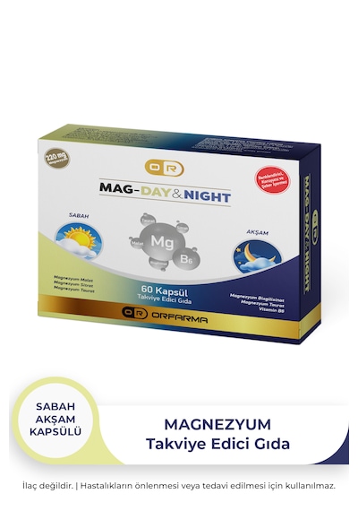 Orfarma Magnezyum Day & Night Takviye Edici Gıda 60 Kapsül