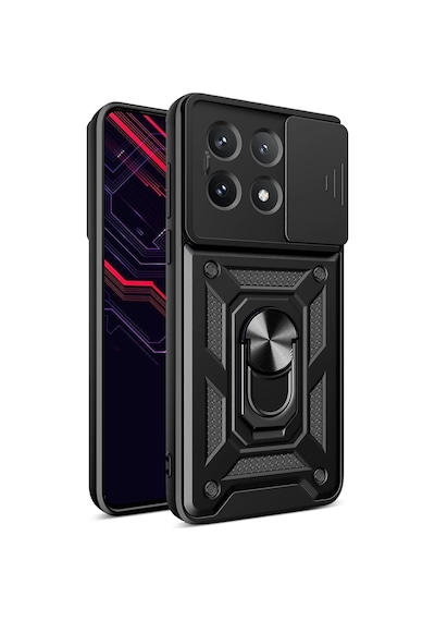 Apsuwa Xiaomi Poco X6 Pro Kılıf Pars Yüzüklü Standlı Darbe Korumalı Siyah