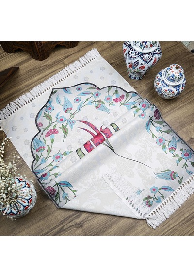İnce Pamuk Çocuk Seccadesi Fuşya Lale 44x77 Cm-180 Gr-tesbih Hediyeli Çok Renkli