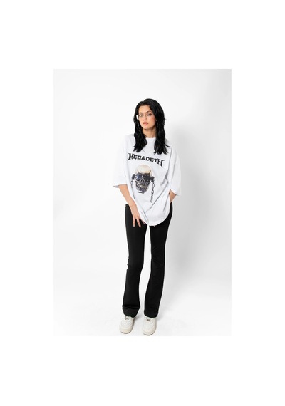 Startmore Megadeth Baskılı Beyaz Unisex Oversize Beyaz