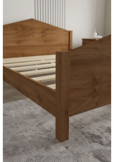 Renazzo Mi Lano Piramit Masif Ahşap Karyola Ceviz 200x200 Ceviz - 200 X 200