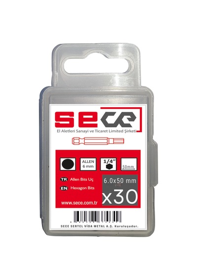 Sece 1/4'' Allen6 Bits Uç Allen6x50 Mm 30 Adet